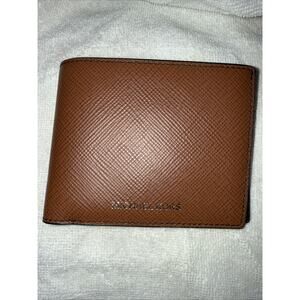 NWT Michael Kors Harrison Men's Slim Billfold Brown Wallet Leather Luggage